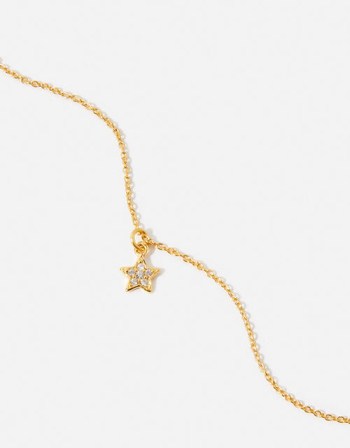Gold Vermeil White Topaz Star Pendant Necklace, , large