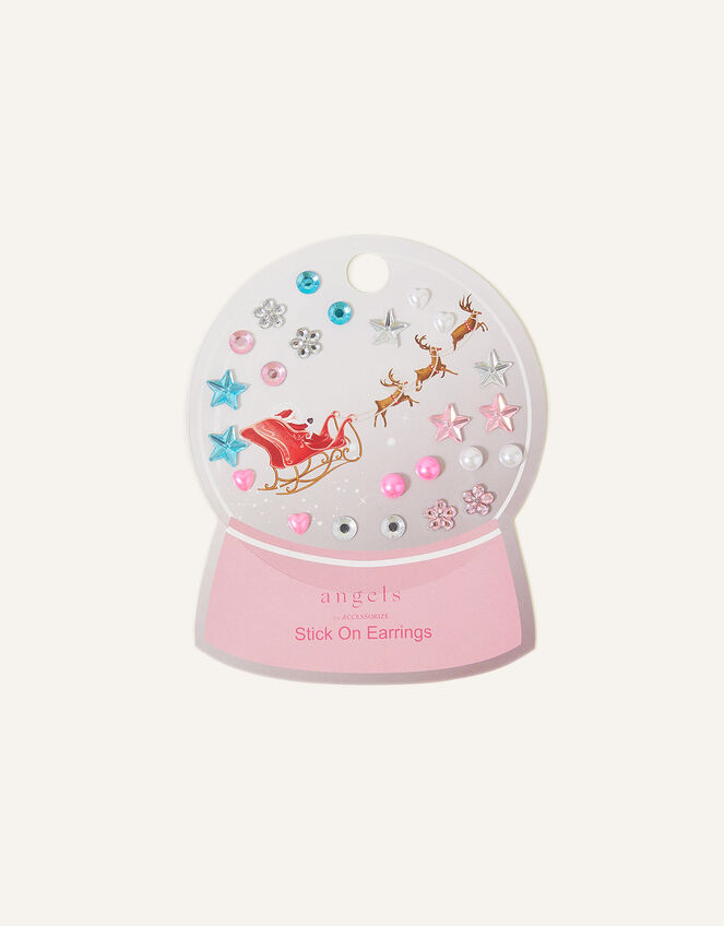 Girls Christmas Stick-On Earrings, , large