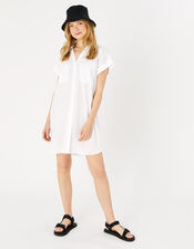 Short Sleeve Beach Shirt with Sustainable Viscose, White (WHITE), large