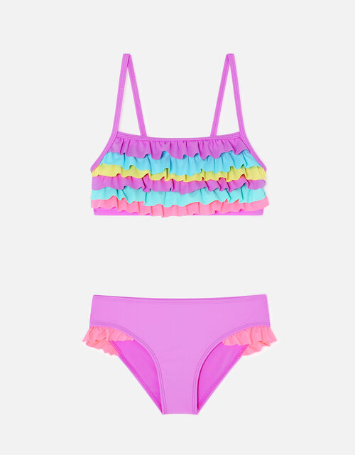 Girls Rainbow Frill Bikini Set, Multi (BRIGHTS-MULTI), large