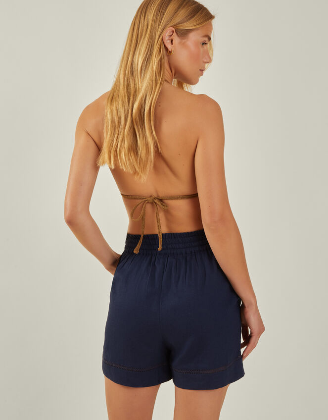 High Waist Beach Shorts, Blue (NAVY), large