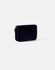 Quilted Velvet Cross-Body Bag, Blue (NAVY), large