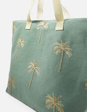 Paradise Palm Embroidered Tote Bag, Green (GREEN), large