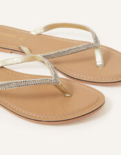 Beaded Single Strap Sandals, White (CRYSTAL), large