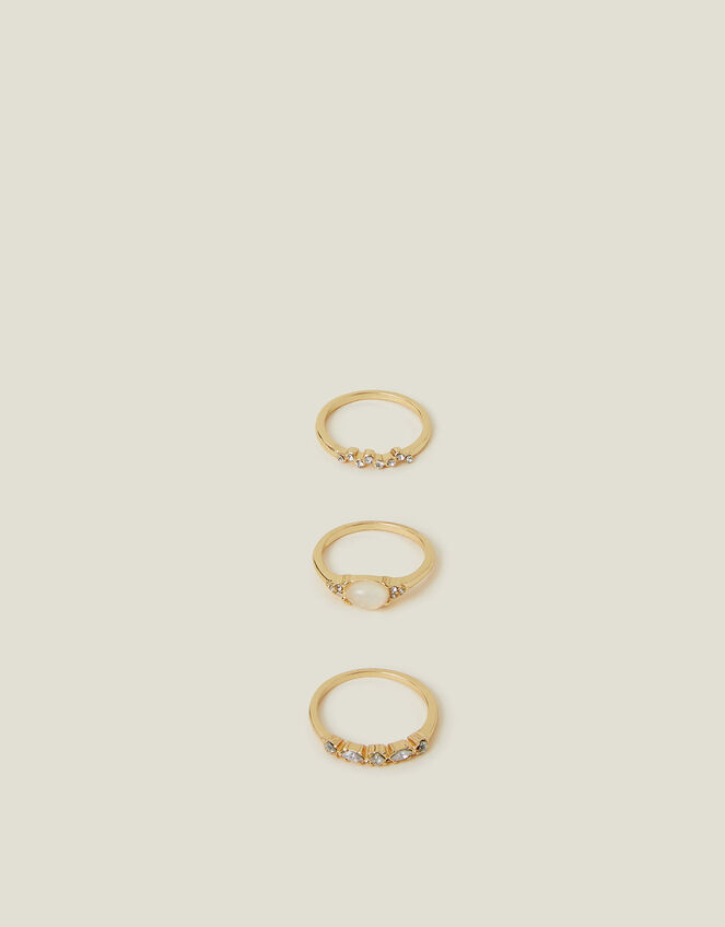 3-Pack Mini Gem Ring Set, Gold (GOLD), large