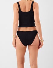 Crinkle Textured Bikini Bottoms , Black (BLACK), large