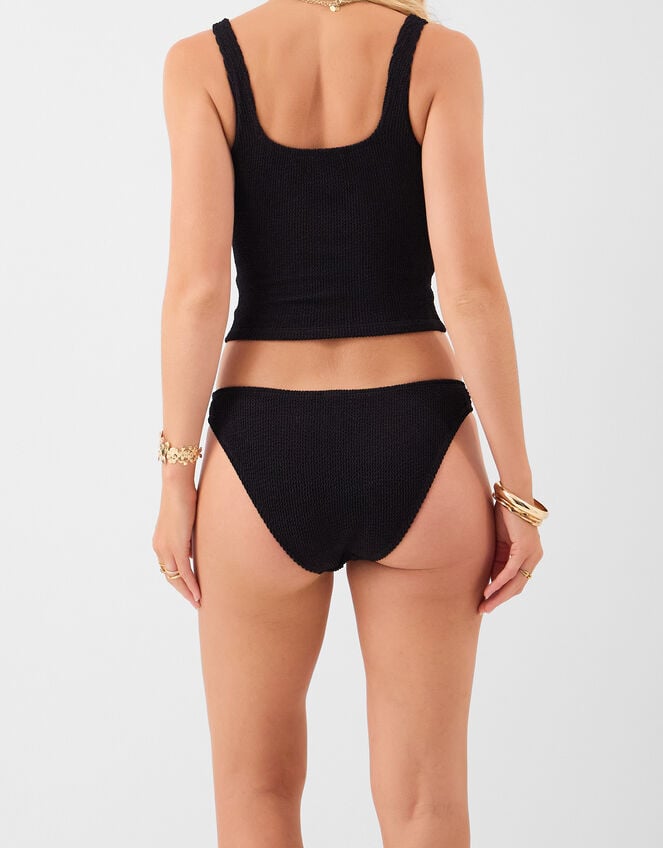 Crinkle Textured Bikini Bottoms , Black (BLACK), large