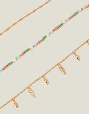 3-Pack Leaf Charm Anklets, , large
