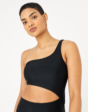 Asymmetric Cut-Out Swimsuit, Black (BLACK), large