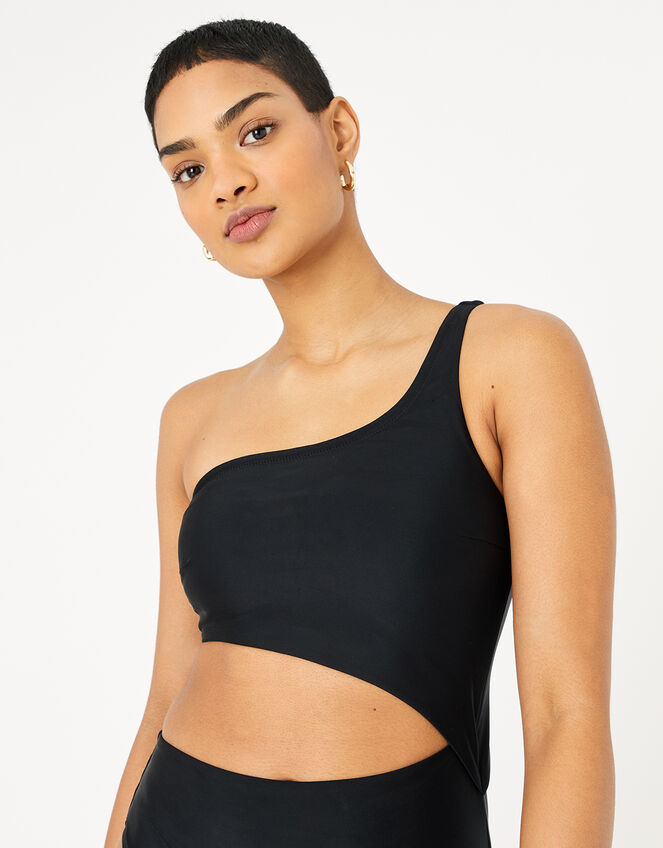 Asymmetric Cut-Out Swimsuit, Black (BLACK), large