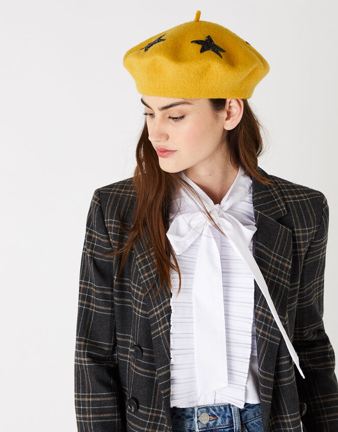 WISH UPON A STAR Beret, Yellow (OCHRE), large