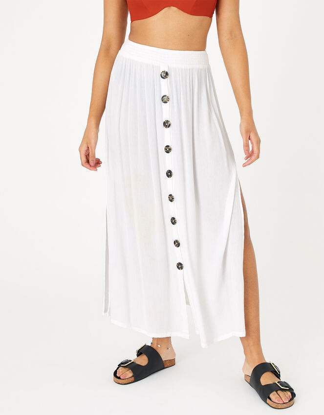 Button Down Skirt in LENZING™ ECOVERO™, White (WHITE), large