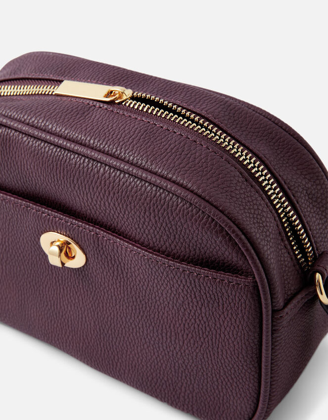 Twist Lock Cross-Body Bag, Red (BURGUNDY), large