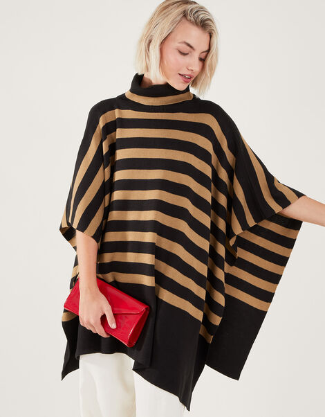 Stripe Roll Neck Poncho, Multi (DARKS-MULTI), large