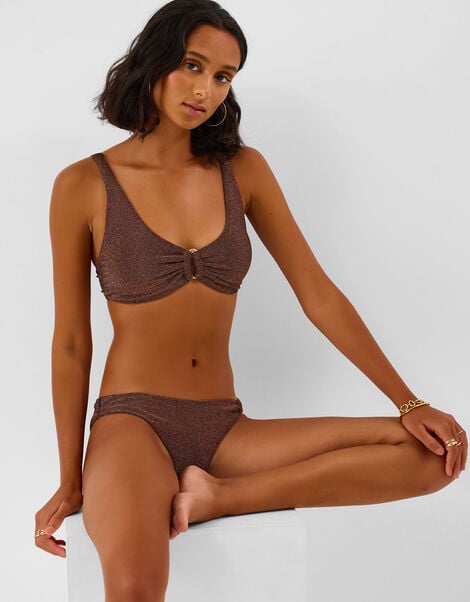 Shimmer Bikini Top, Brown (CHOCOLATE), large