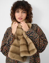 Stripe Faux Fur Stole Scarf, , large