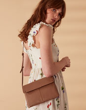 Leather Cross-Body Messenger Bag, Tan (TAN), large