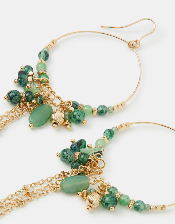 Beaded Drop Hoop Earrings, , large
