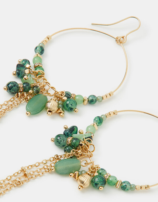 Beaded Drop Hoop Earrings, , large