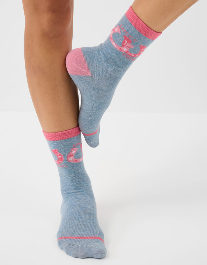 Horseshoe Print Socks, , large