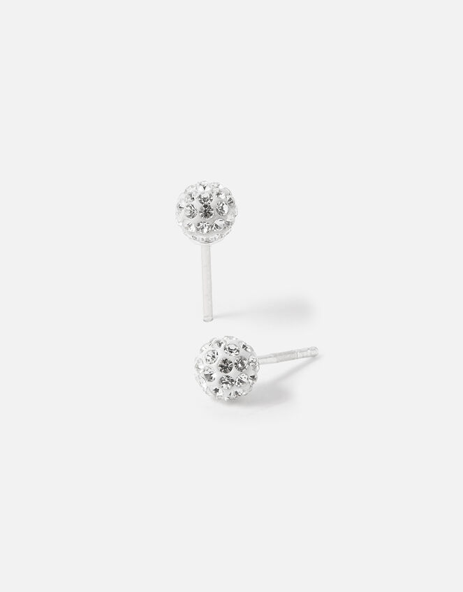 Sparkle Pave Ball Stud Earrings Sterling silver Accessorize UK
