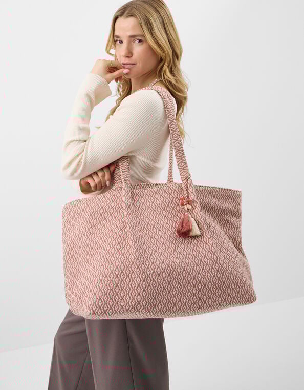 Woven Aztec Shopper Bag, , large