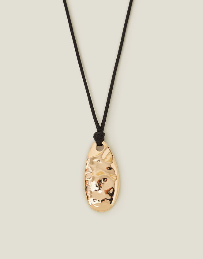 Hammered Teardrop Pendant Cord Necklace, , large