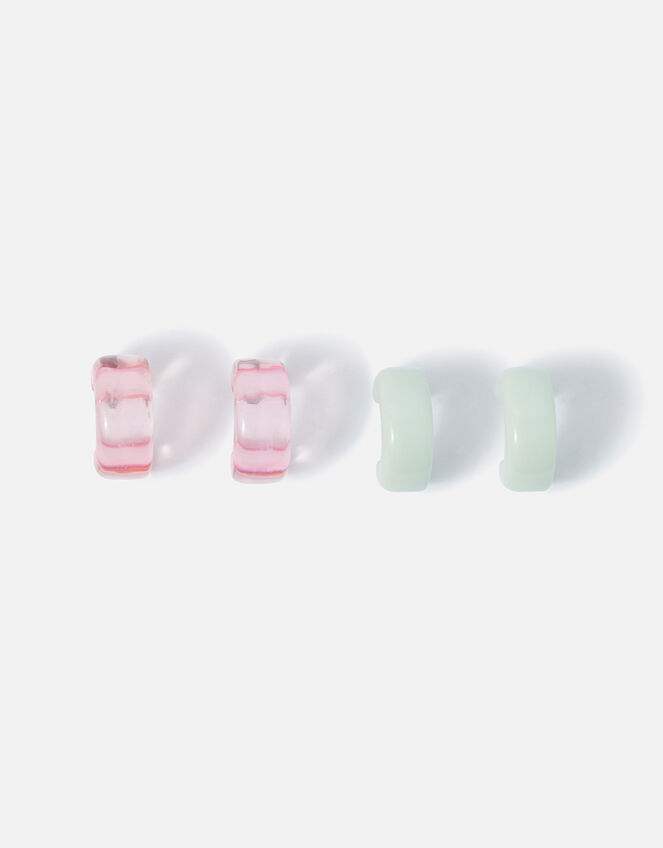 Chunky Resin Hoop Earrings Set of Two, , large