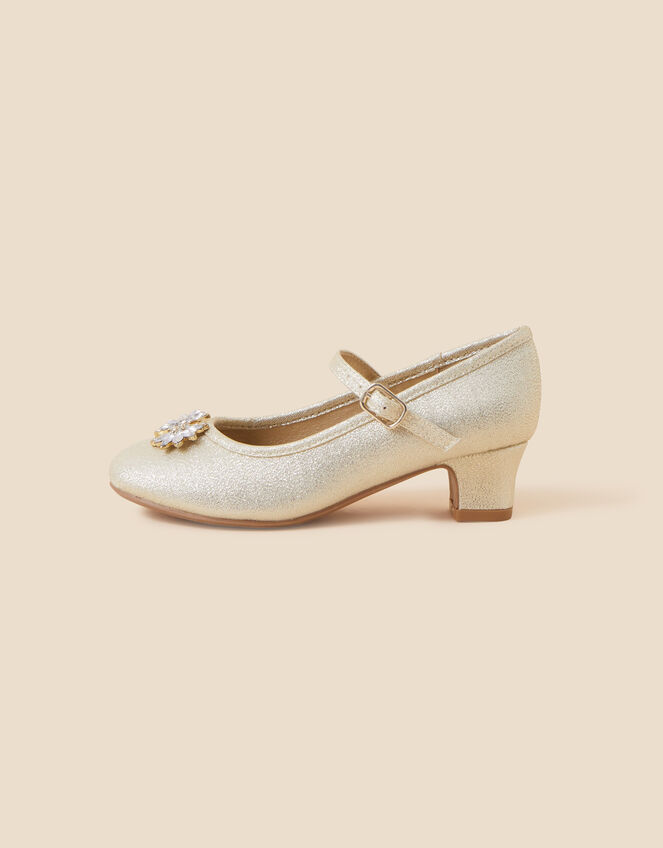 Girls Shimmer Gem Flamenco Shoes, Gold (GOLD), large