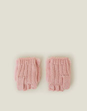 Girls Cat Fingerless Mitten Gloves, Pink (PINK), large