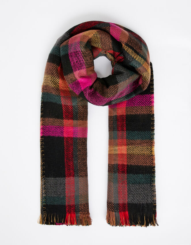 Joanna Check Knit Blanket Scarf, , large