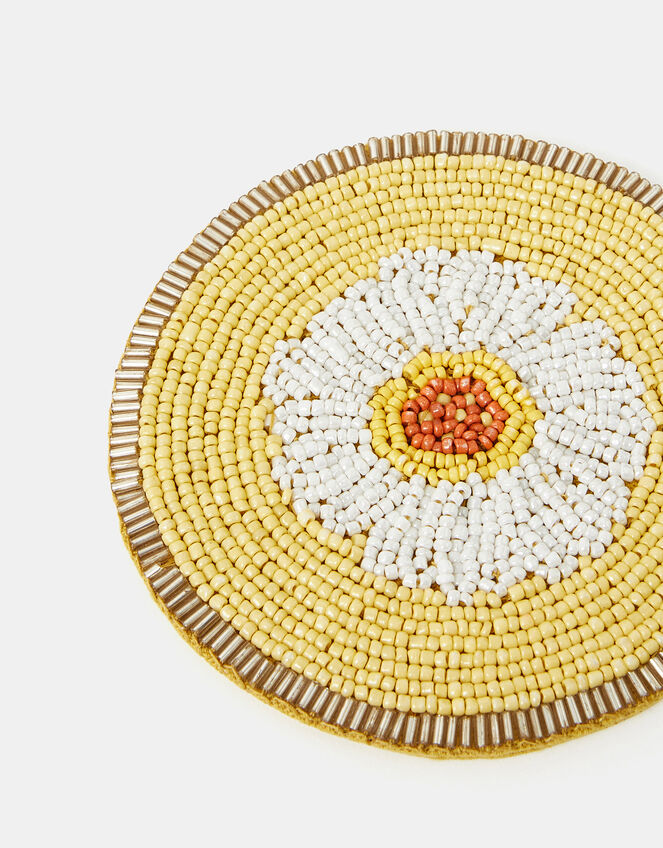 Round Daisy Beaded Coaster, , large