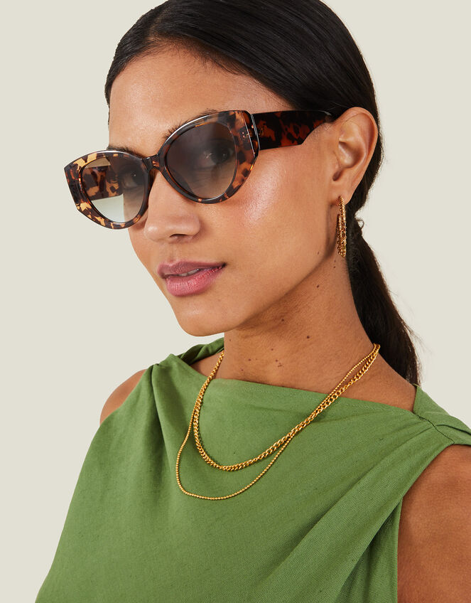 Crystal Tortoiseshell Cateye Sunglasses, , large