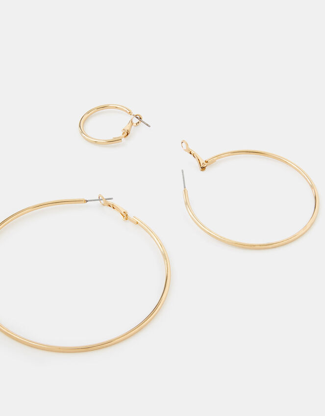 3-Pack Hoop Earrings, Gold (GOLD), large