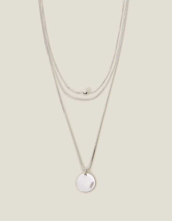 Disc Layered Pendant Necklace, , large