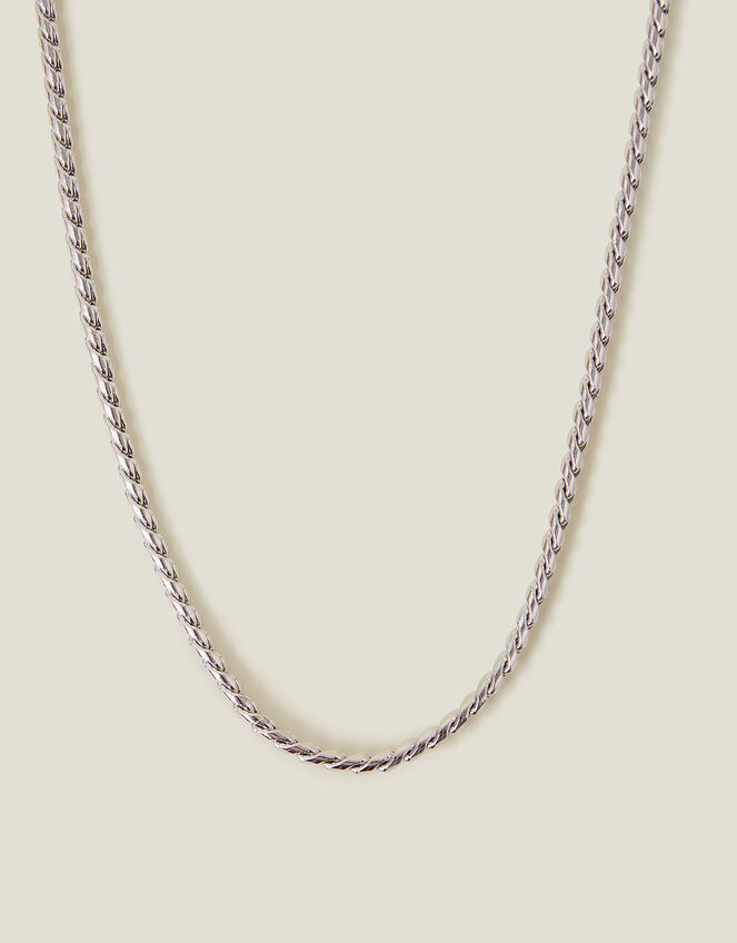 Sterling Silver-Plated Twist Chain Necklace, , large