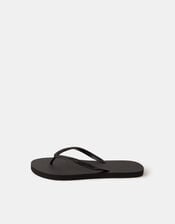 Crystal Embellished Flip Flops, Black (BLACK), large