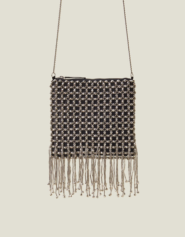 Beaded Fringe Chain Bag, , large