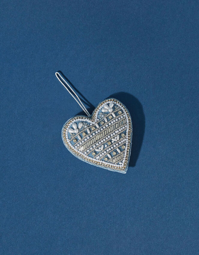 Pretty Beaded Heart Christmas Decoration, , large