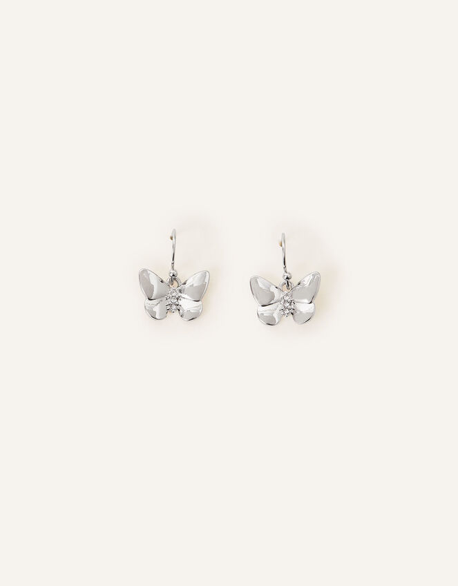 Butterfly Pave Short Drop Earrings, , large