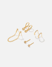 14ct Gold-Plated Sparkle Earring 4 Pack, , large