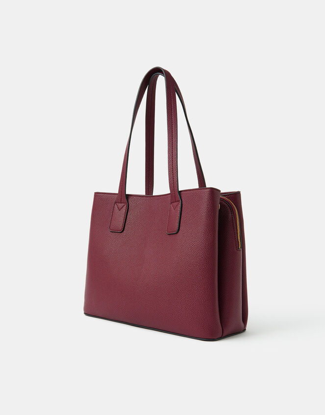 Webbing Strap Faux Leather Shoulder Bag, Red (BURGUNDY), large