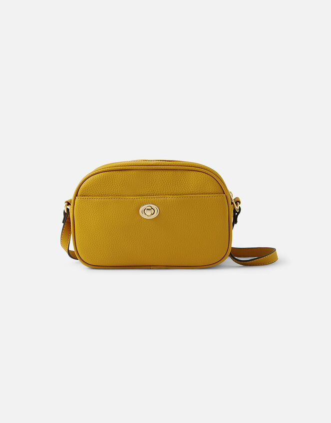 Twist Lock Cross-Body Bag, Yellow (OCHRE), large