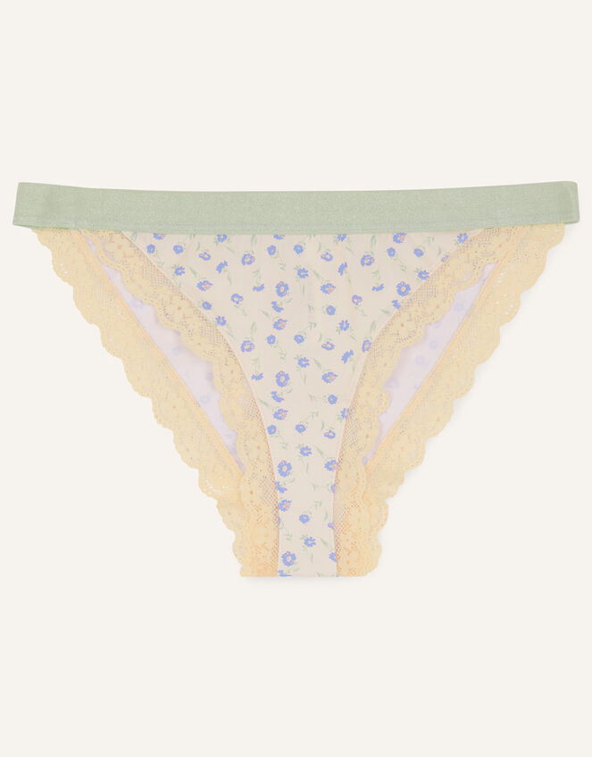 Ditsy Lace Trim Brazilian Knickers, Ivory (IVORY), large