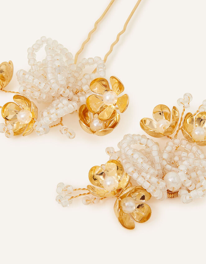 Beaded Flower Hair Pins Set of Two Hair clips Accessorize UK