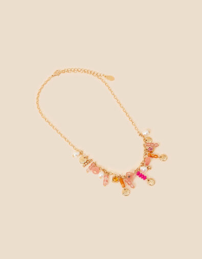 Coin and Beaded Drop Necklace, , large