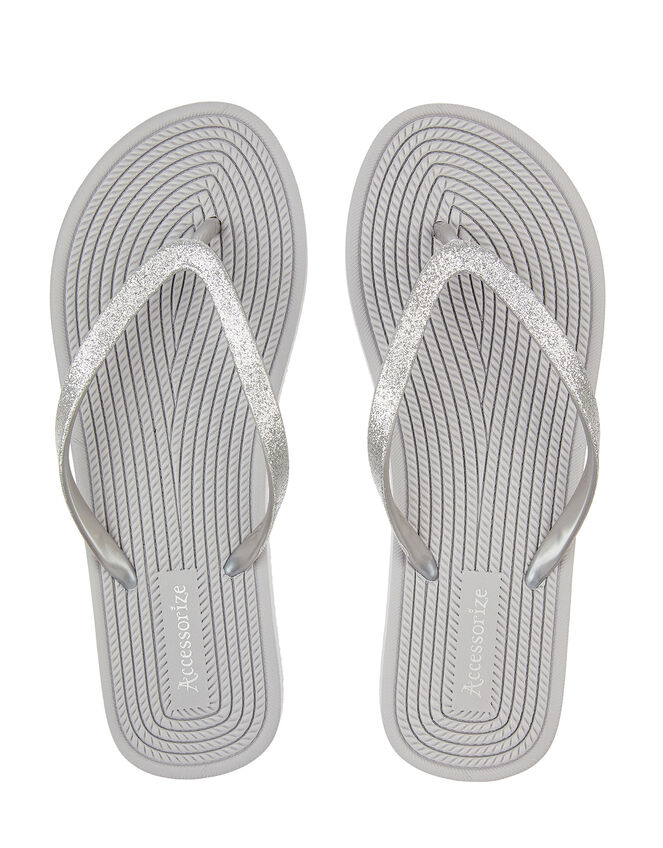 Textured Sole Glitter EVA Flip-Flops, Grey (GREY), large