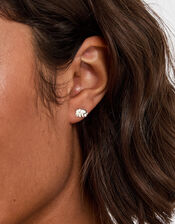 Sterling Silver Elephant Stud Earrings, Silver (ST SILVER), large