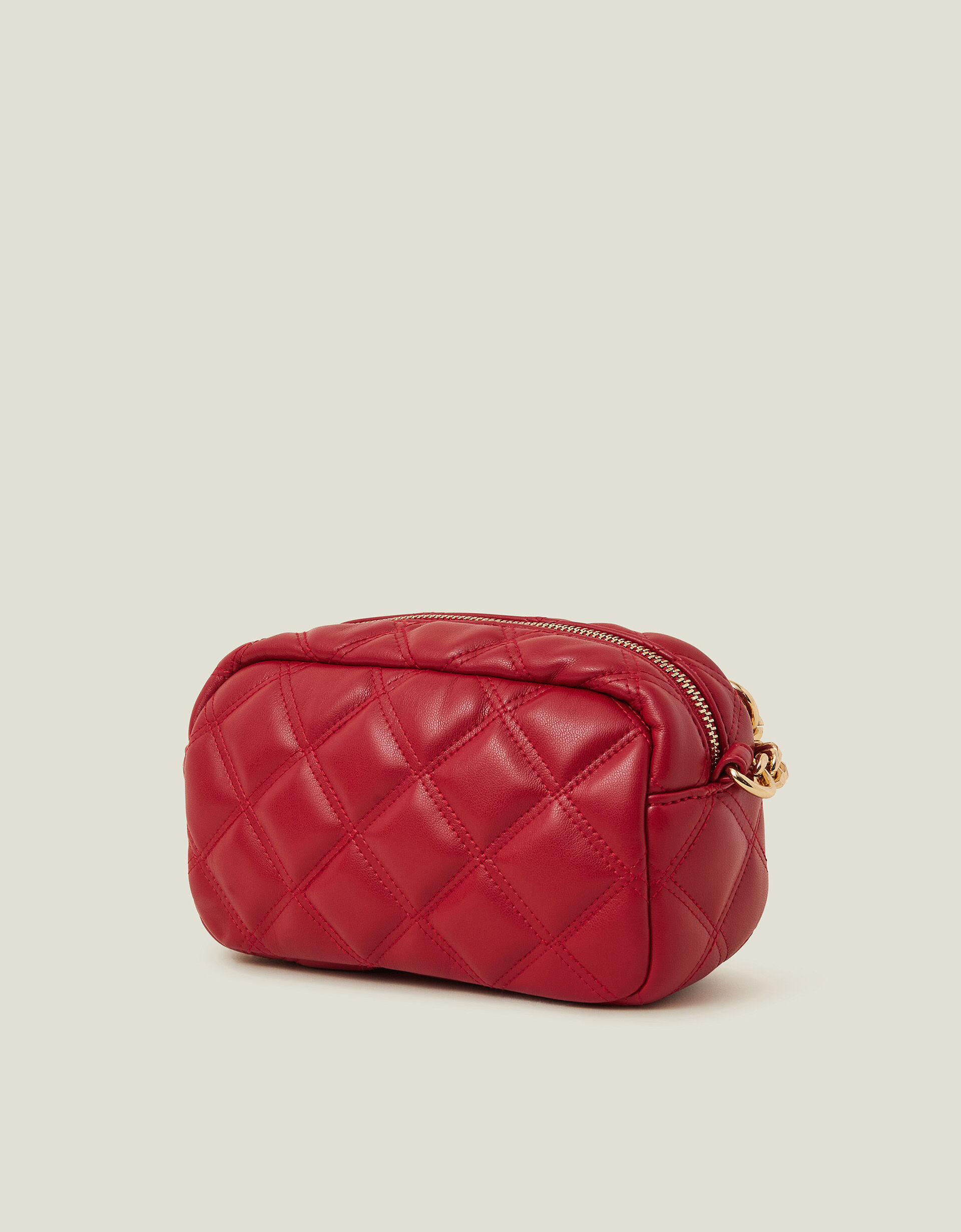 Quilted Chunky Chain Camera Bag Red Crossbody Bags Accessorize Global
