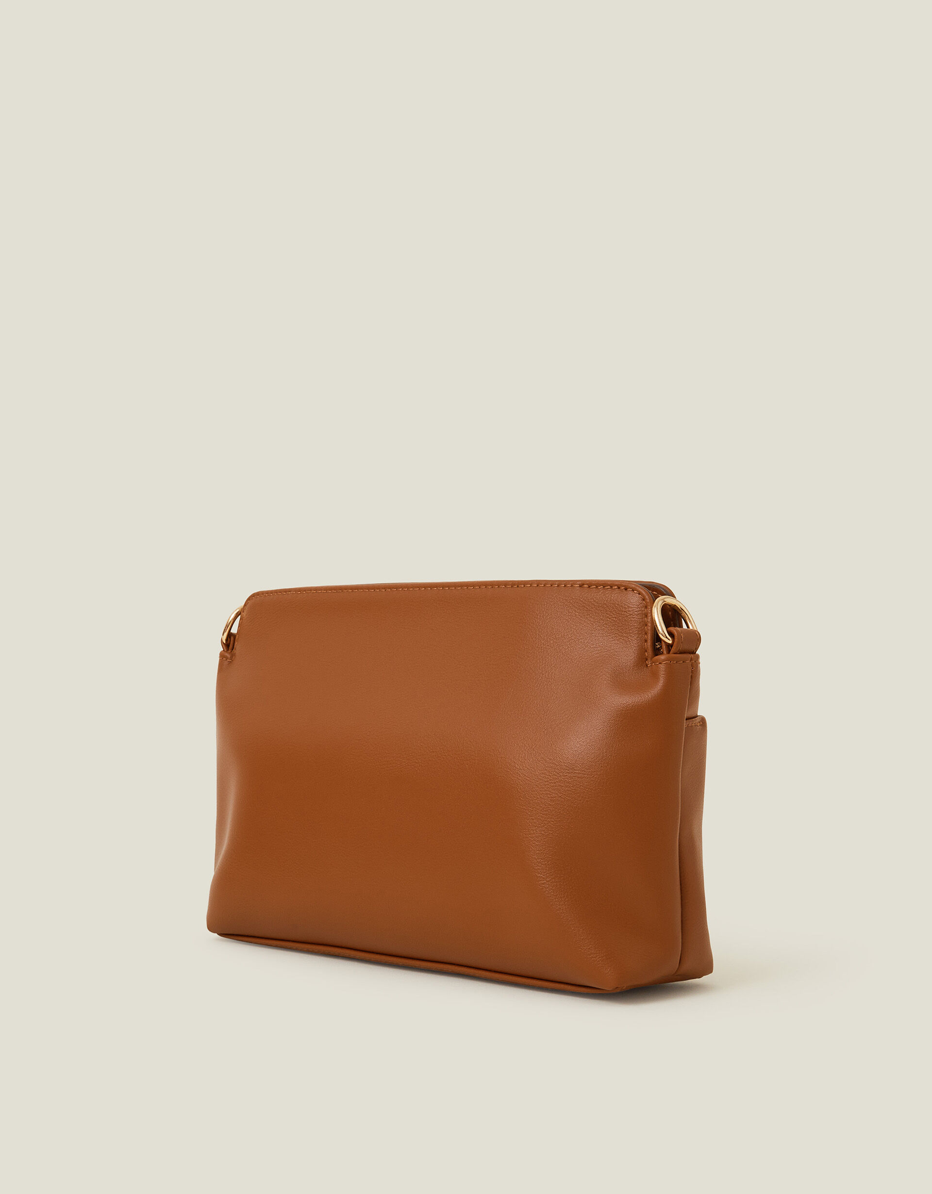 Faux Leather Small Cross Body Bag Tan